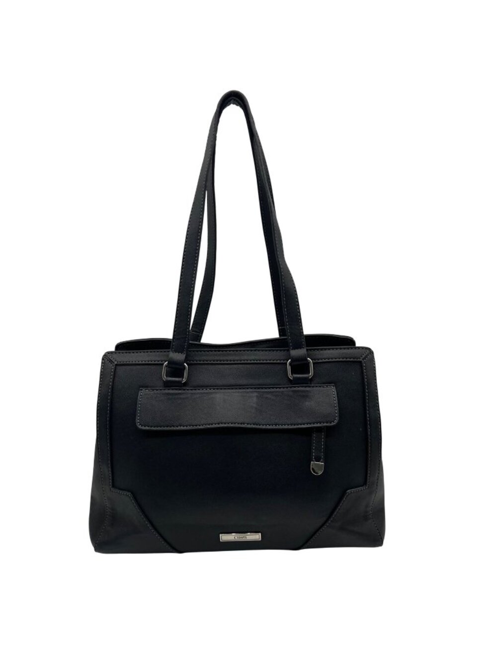 Chaps Black Structured Satchel Bag